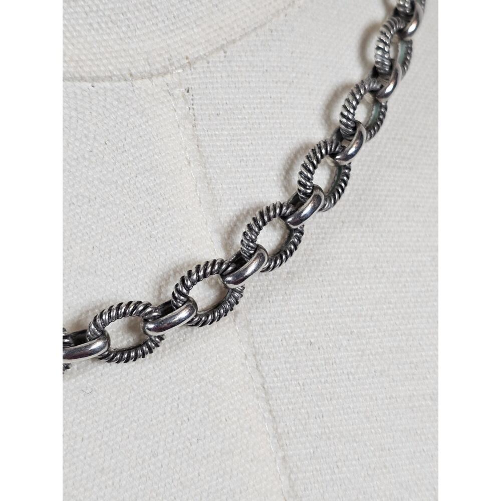 Michelle Albala Sterling Silver Twisted Rolo Cable Chain Toggle Necklace 18in - Picture 6 of 11